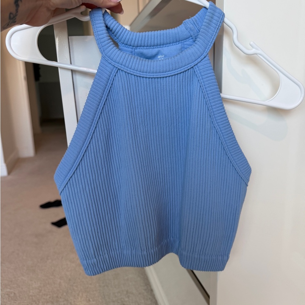 Light Blue Aerie Seamless High Neck Top- Size Small - Picture 2 of 4